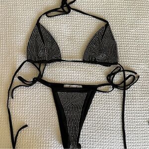 Black Rhinestone Bikini